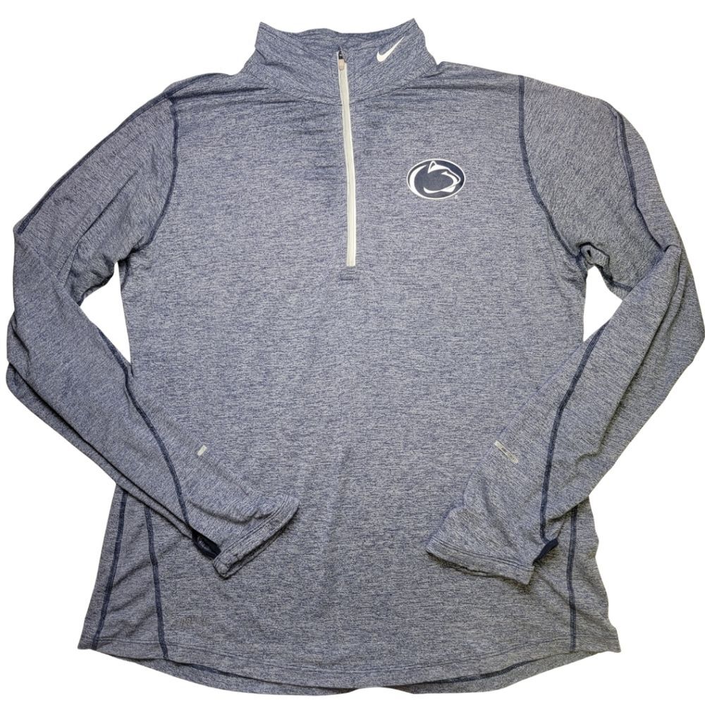 Nike Penn State Heathered Blue Long Sleeve Quarter Zip Pullover XL - Picture 2 of 9
